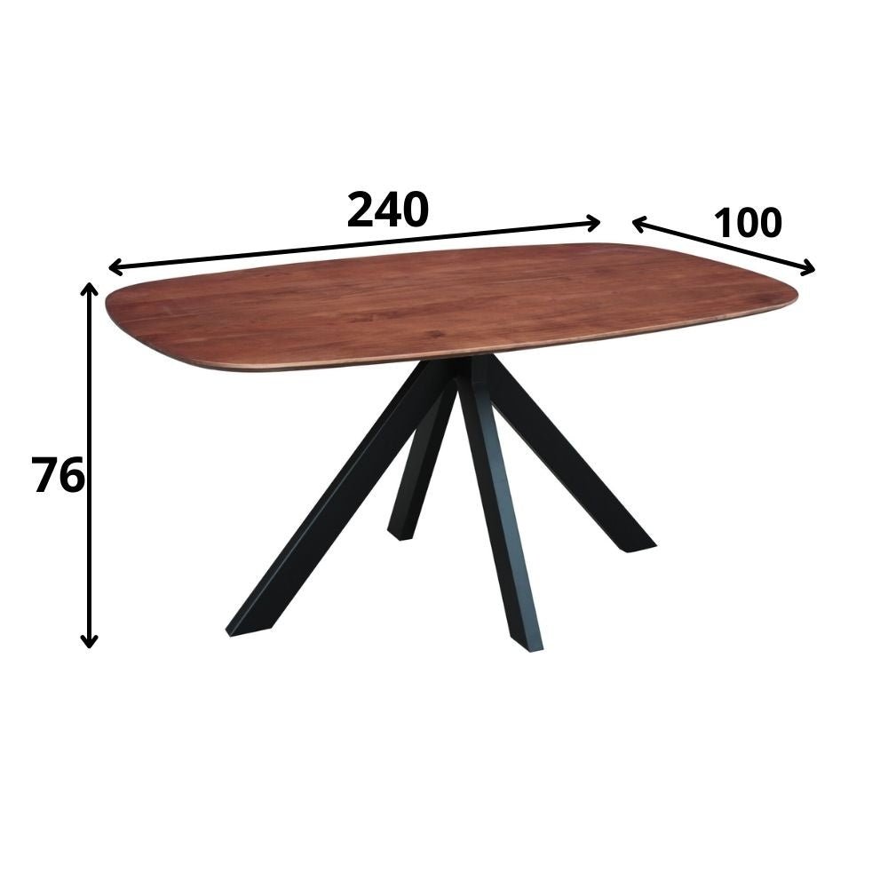 Eettafel Paris Dimehouse Bruin LxBxH 245x105x8 Acaciahout Witfoto maatindicatie