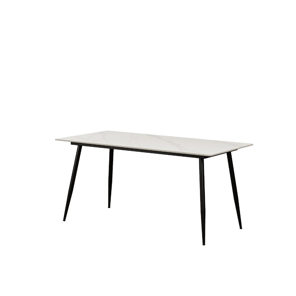 Table à manger Jules Blanche Dimehouse Blanc LxlxH 78x27x10 Pierre frittée Photo blanche vue de face en diagonale