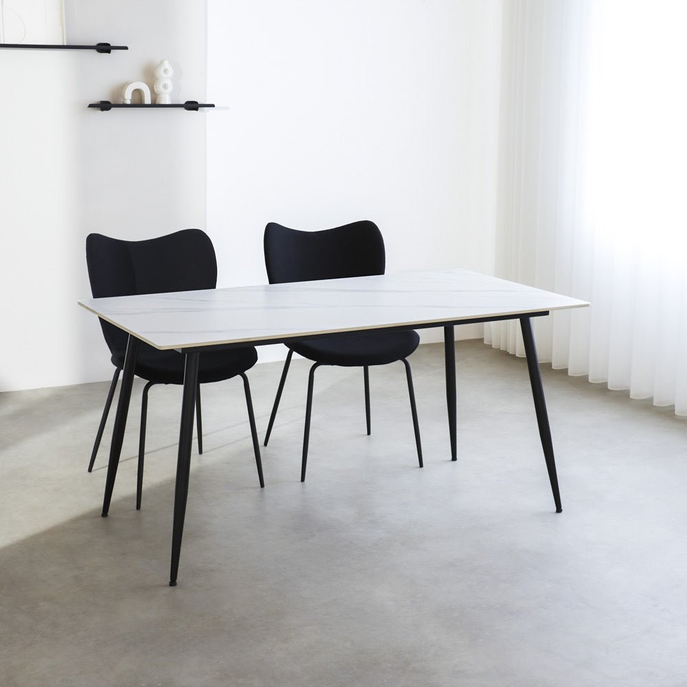 Table à manger Jules Blanche Dimehouse Blanc LxlxH 78x27x10 Pierre frittée Photo d'ambiance vue latérale