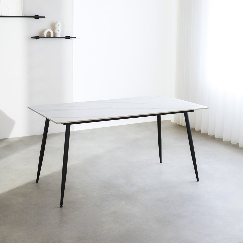 Table à manger Jules Blanche Dimehouse Blanc LxlxH 78x27x10 Pierre frittée Photo d'ambiance vue de face