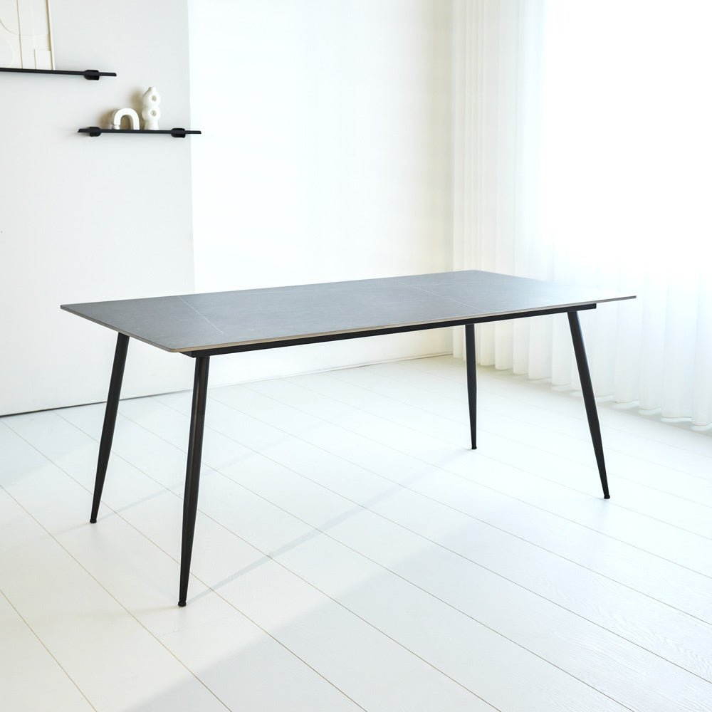 Table à manger Jules Gray Dimehouse Gris LxlxH 78x27x10 Pierre frittée Photo d'ambiance vue de face