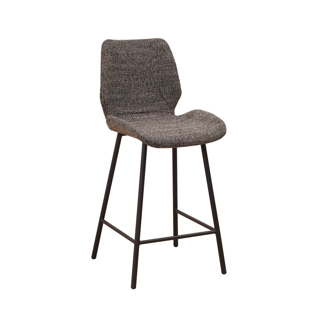 Tabouret de bar Beau chenille Dimehouse Gris foncé LxlxH 82x54x52 Tissu Blanc photo vue de face en diagonale
