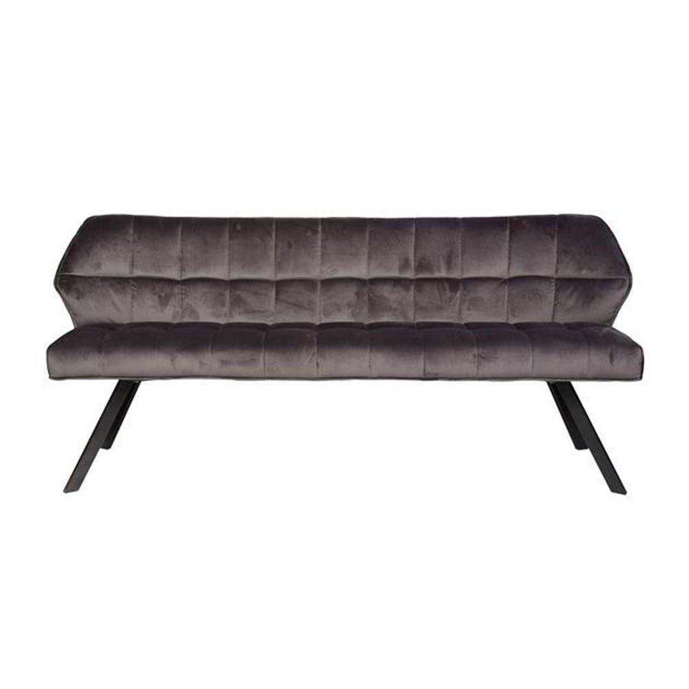 Eetkamerbank Romy DH Interior Antraciet LxBxH 196x81x58 Velvet Witfoto vooraanzicht