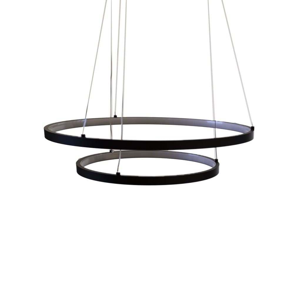 Lampe suspendue Elaine Noir Dimehouse Noir LxlxH 56x56x12 Métal Blanc photo vue de face en diagonale