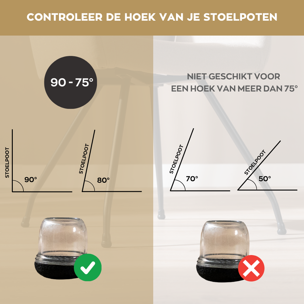 Floor protector felt L - 19-25 Transparent Transparant