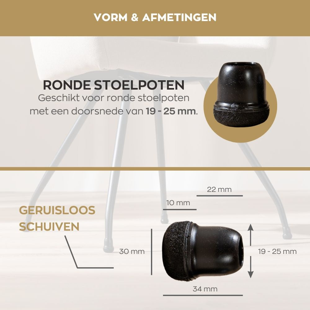 Floor protector felt - round black 19-25 Zwart