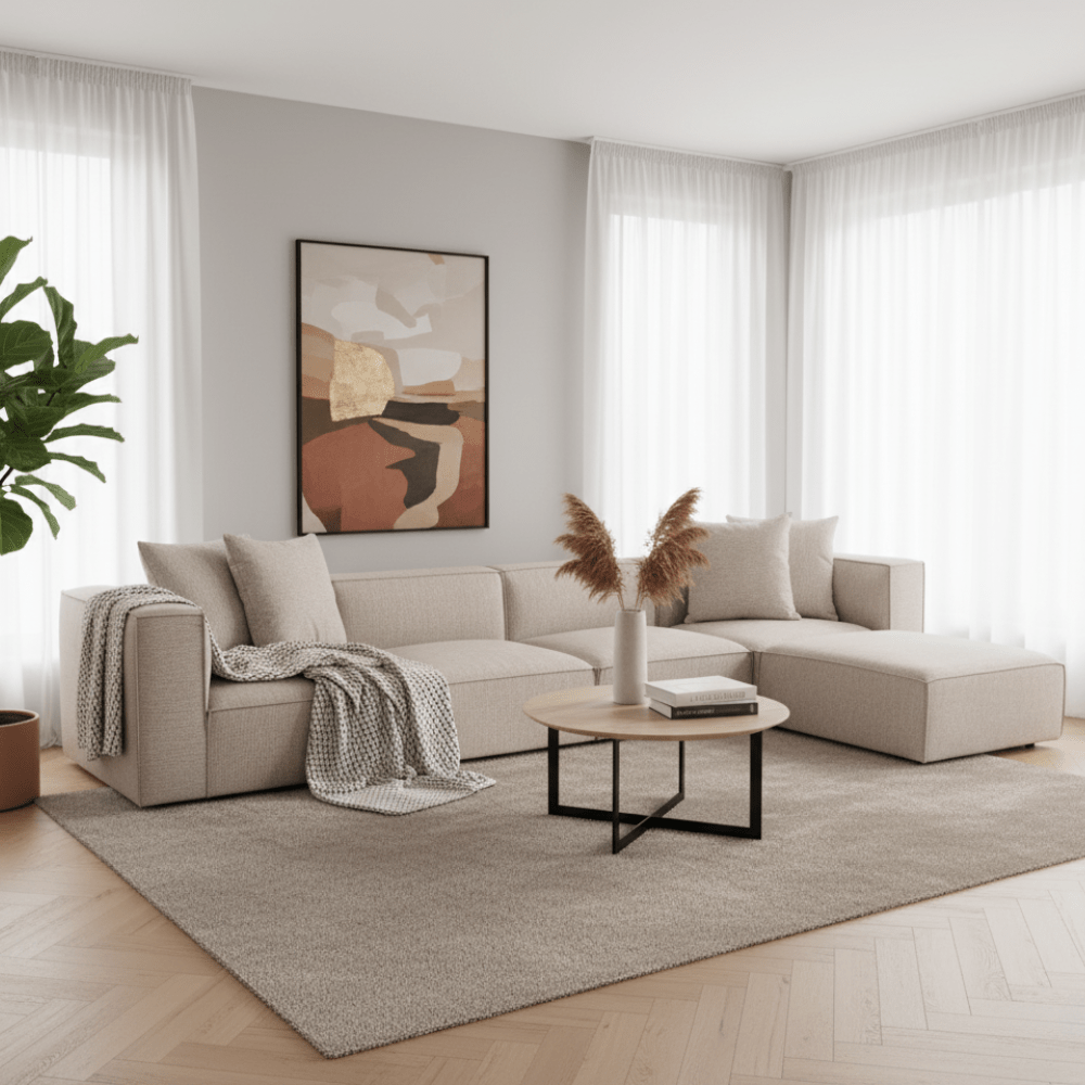Modulaire XXL hoekbank Sora 430 cm breed in Beige linnen