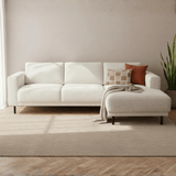 Moderne Hoekbank Rechts Beige Stof Aniko met Chaise Longue 238x142x78 cm