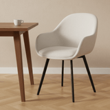 Chaise de salle à manger moderne Remy en velours crème - Avec accoudoirs 
