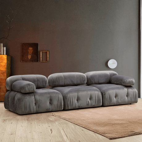 Sofa modulaire Gray en velours à bulles à 3 places