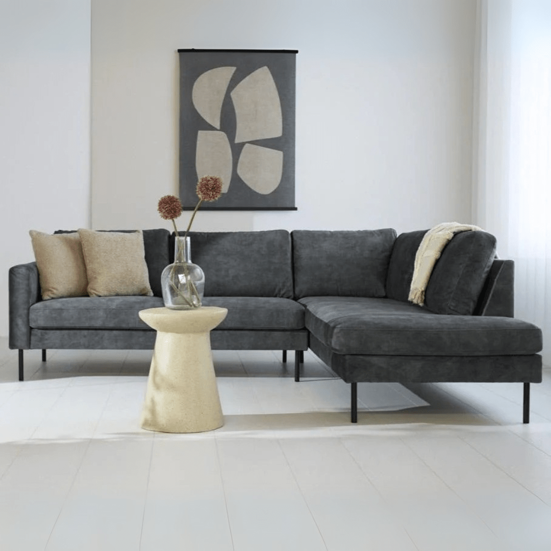 Hoekbank Gaya velvet antraciet rechts