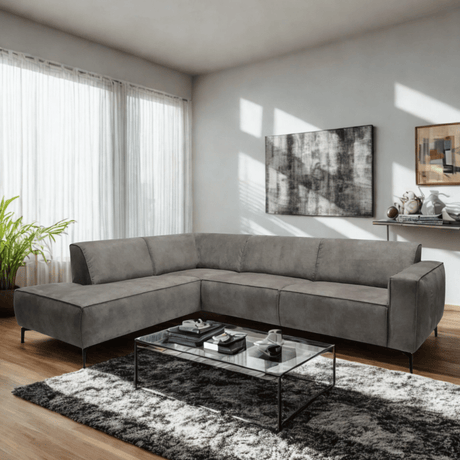 Industriële hoekbank Brisbane antraciet links leer