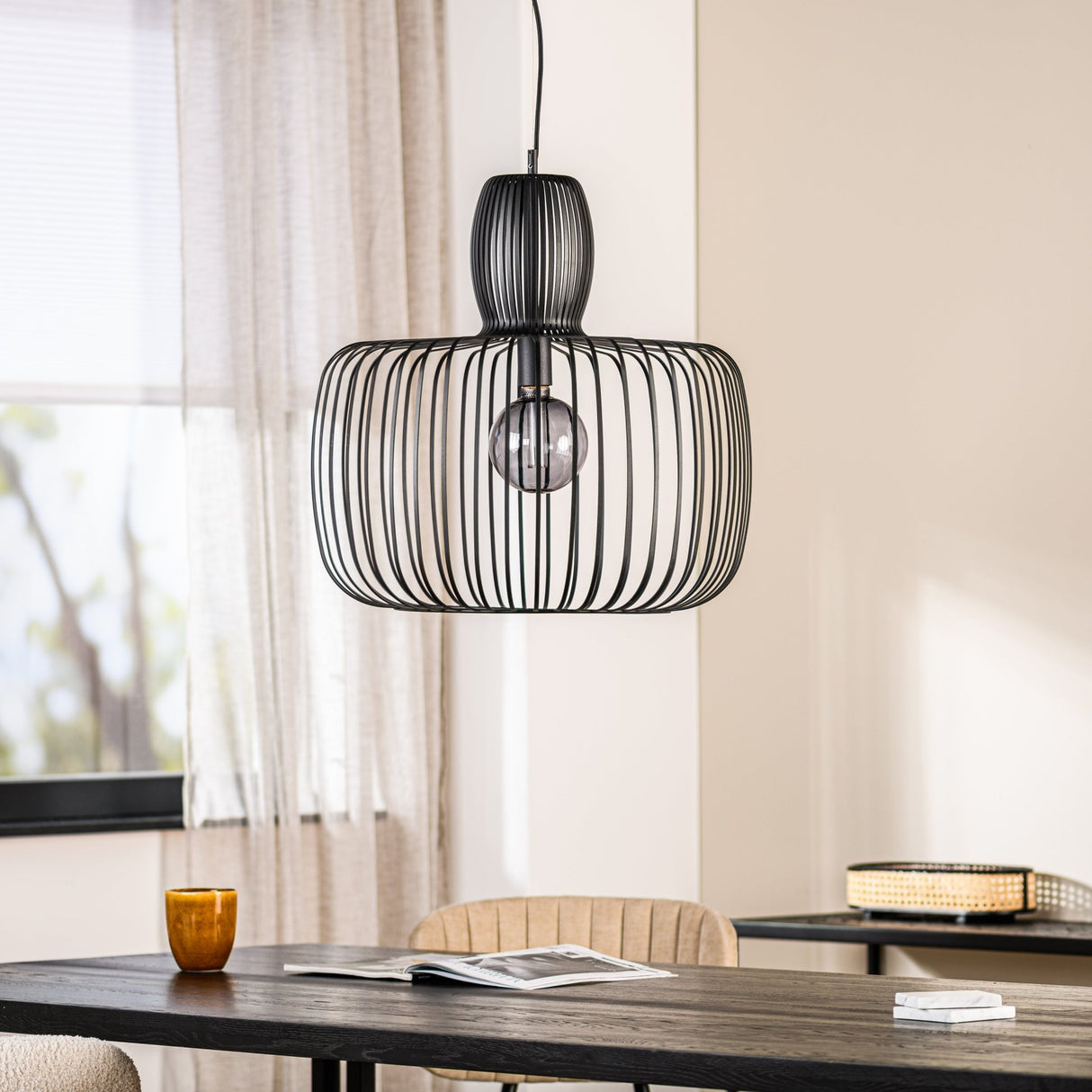 Industriële Hanglamp Ursul Zwart Metaal 1-lichts Ø55 cm