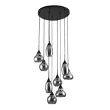 Hanglamp Kesi 9-lichts getrapt smoke glas