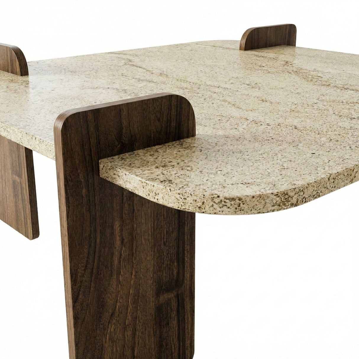 Afrolli salontafel travertinlook walnoot 90x90 Travertinlook en walnoot Met melamine gecoat houtcomposiet