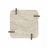 Afrolli salontafel travertinlook walnoot 90x90 Travertinlook en walnoot Met melamine gecoat houtcomposiet