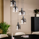 Hanglamp Tyra 5-lichts smoke glas