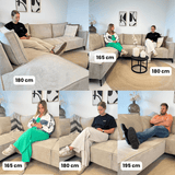 Hoekbank Yara met chaise longue rechts chenille beige
