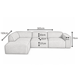 Banken-Hoekbank koper chenille bouclé - 305x169 cm - Jaylen - links-Dimehouse