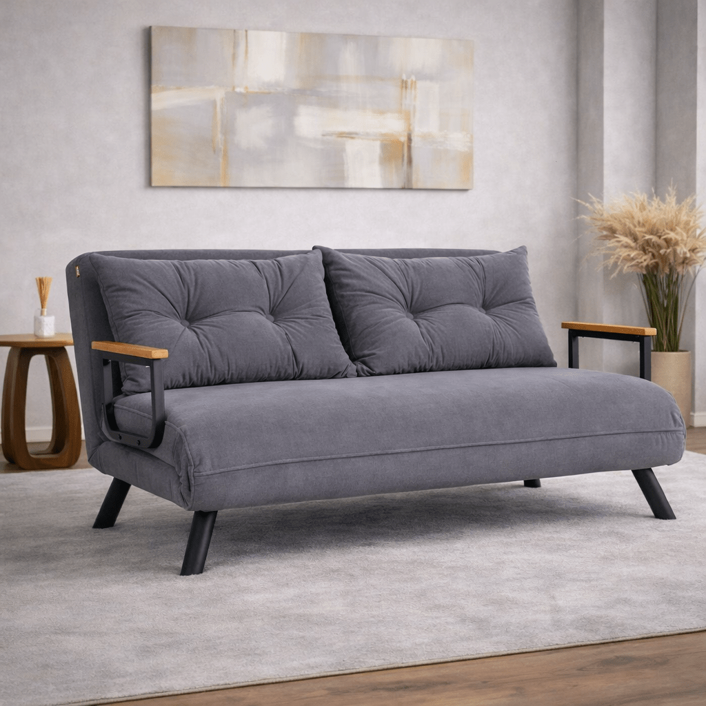 Canapé lit tissu gris graphite 2 places - Sando