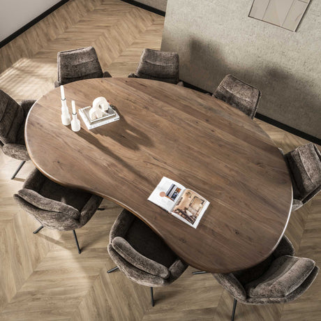 Table à manger organique Alo en bois d'acacia brun 240x160 cm 