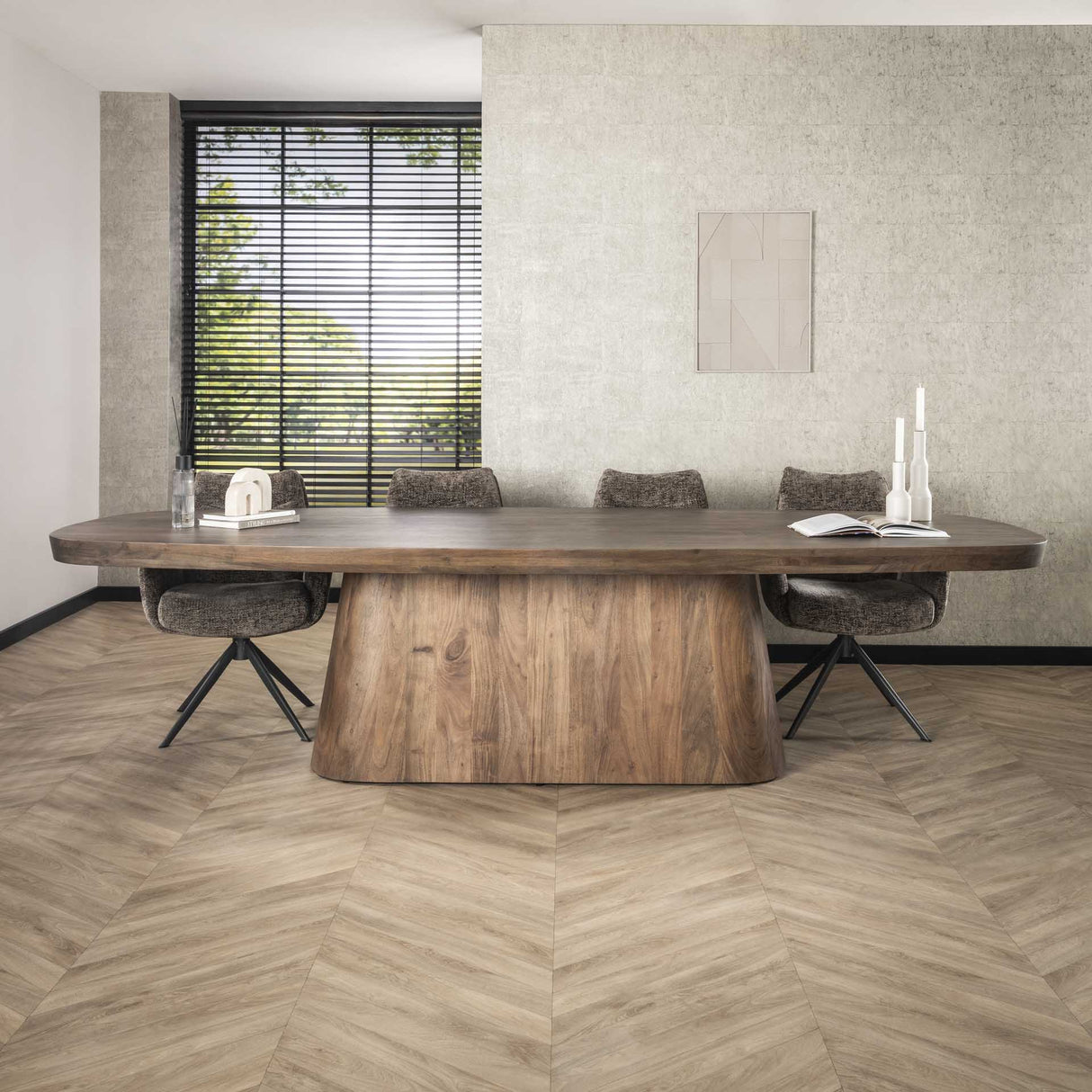 Deens Ovale Eettafel Alo Acaciahout Bruin 300x120 cm