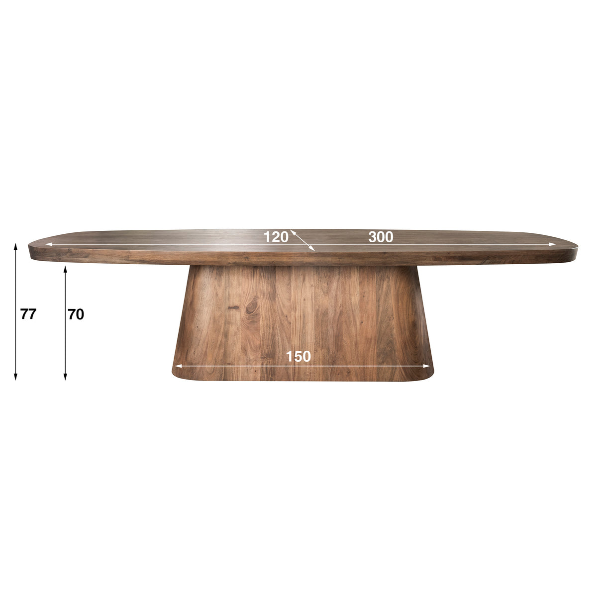Deens Ovale Eettafel Alo Acaciahout Bruin 300x120 cm