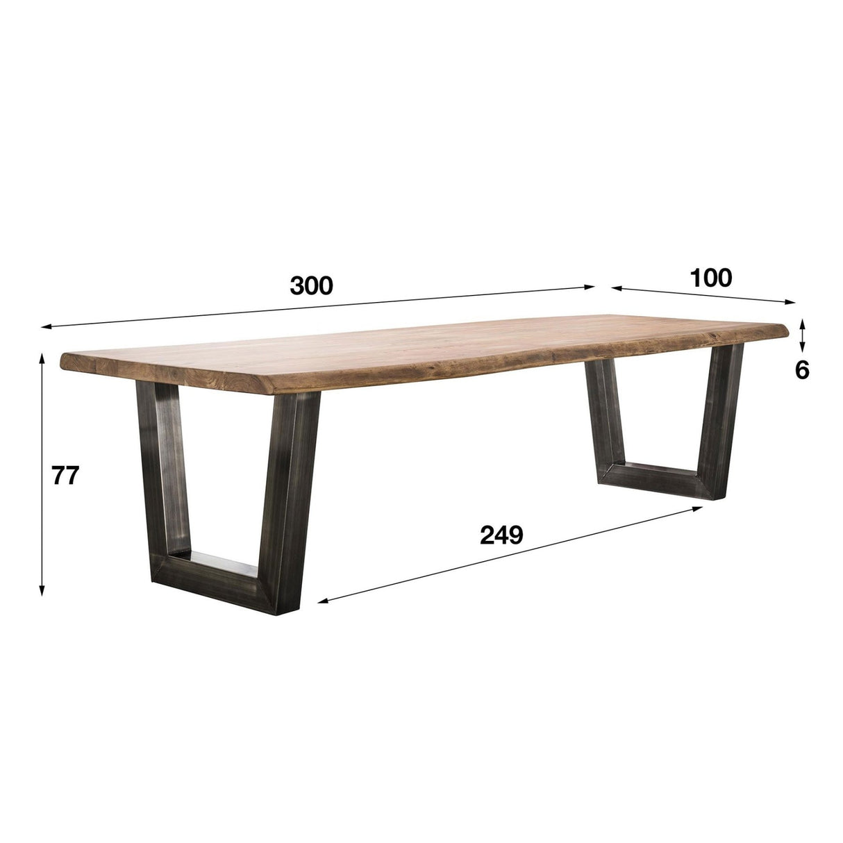 Industriële Boomstam Eettafel Tristan Acaciahout 300x100