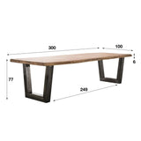 Industriële Boomstam Eettafel Tristan Acaciahout 300x100