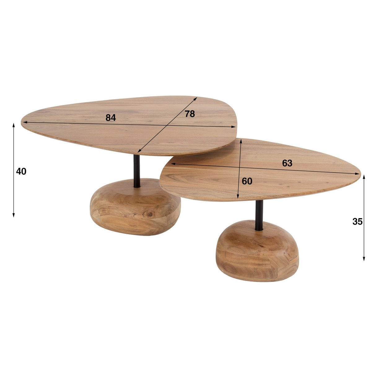 Salontafel set van 2 Mosi Organisch Acaciahout Naturel