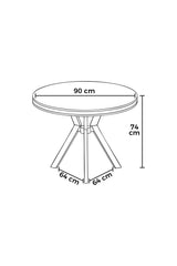 Table à manger Mos aspect marbre ovale 90 cm Aspect marbre blanc avec panneau chromé 100% laqué