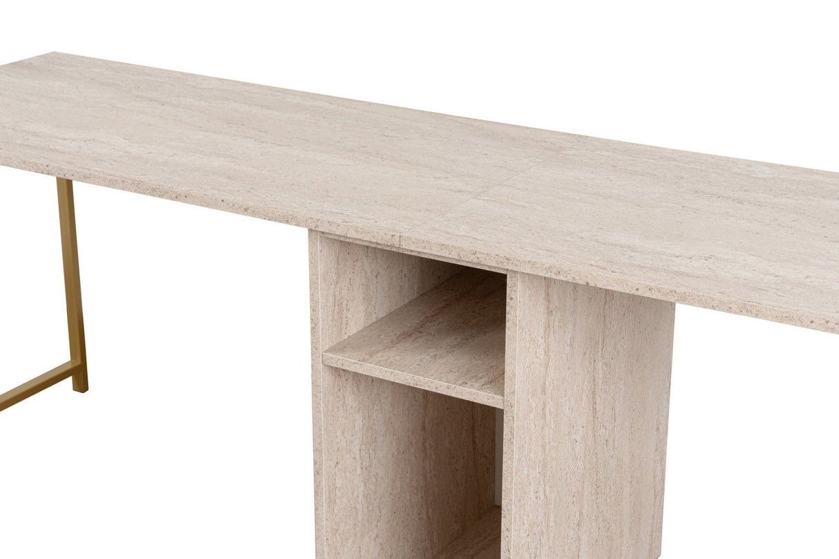 Studiebureau Twin Study Desk Travertine Gold 240x60 cm Melamine