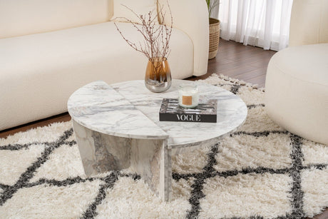 Table basse ronde en marbre à niveaux Mélamine 90 cm Orin 