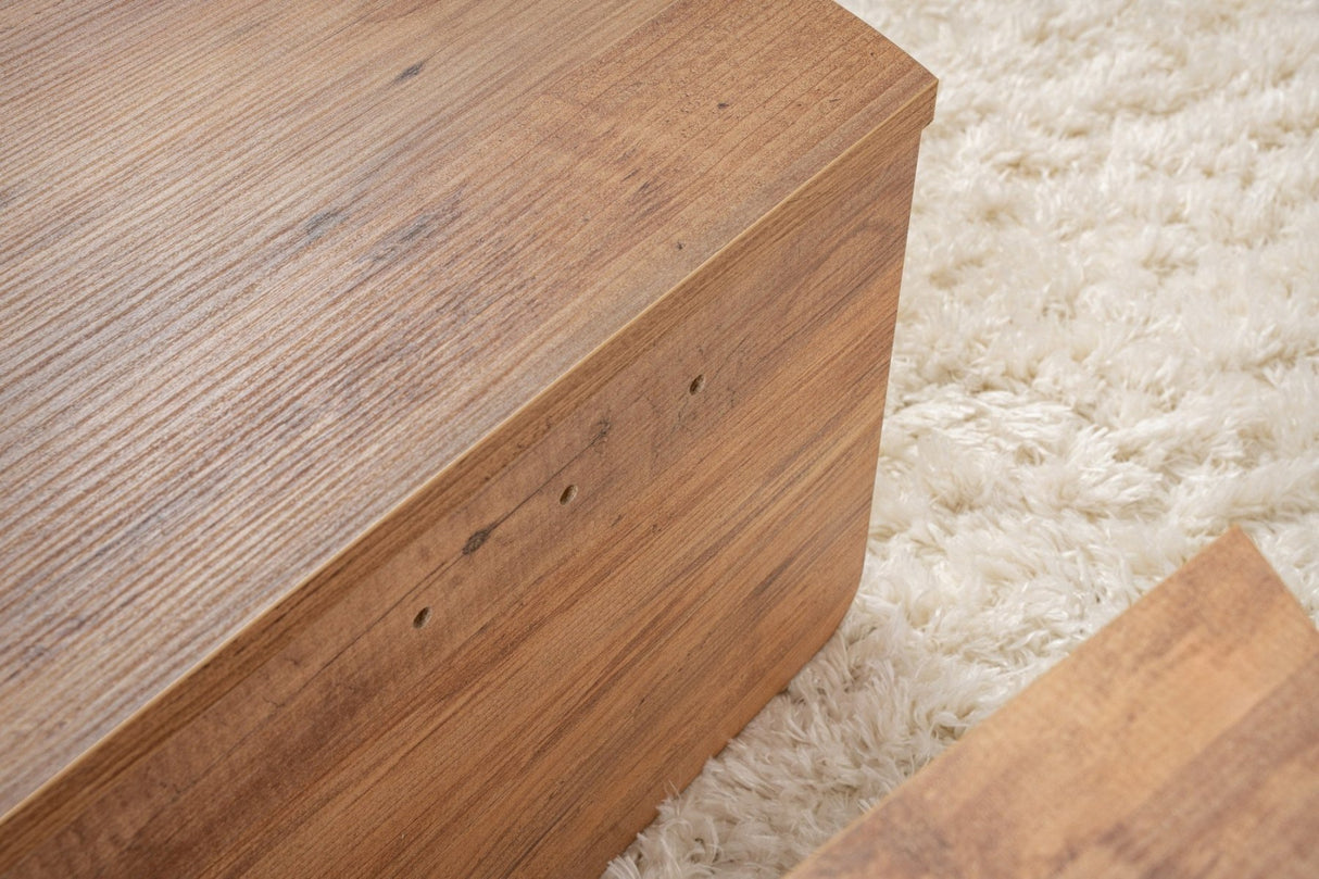 Table basse ronde en pin atlantique avec finition mélaminée en gradins 90 cm Orin 