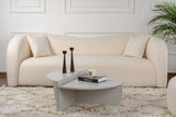 Table basse ronde grise à niveaux en mélamine 90 cm Orin 