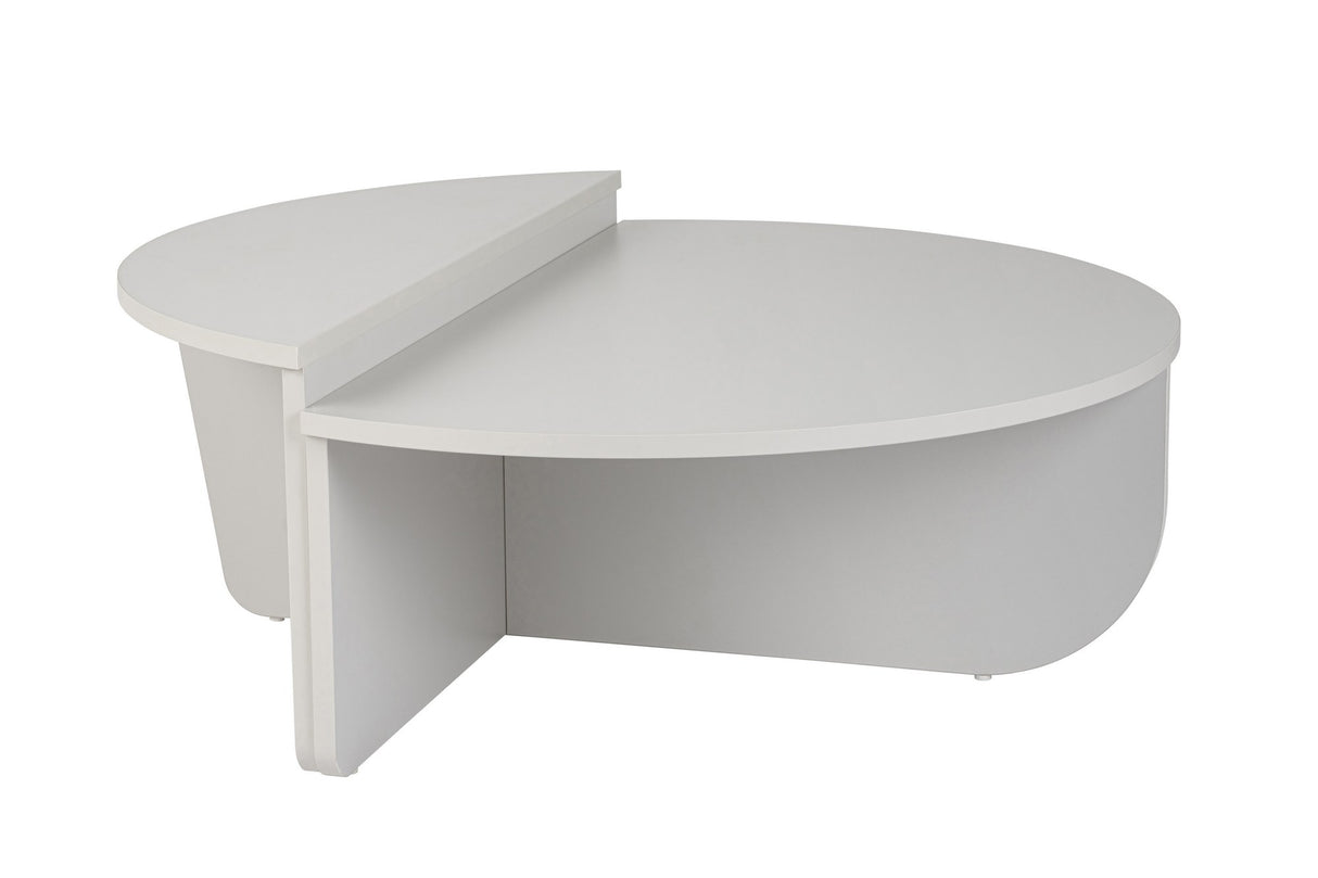 Table basse ronde grise à niveaux en mélamine 90 cm Orin 