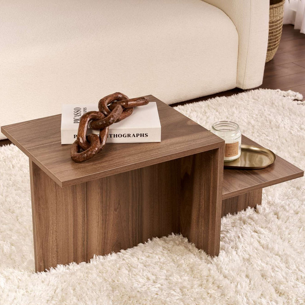 Table basse Noyer Mélamine Eterna 
