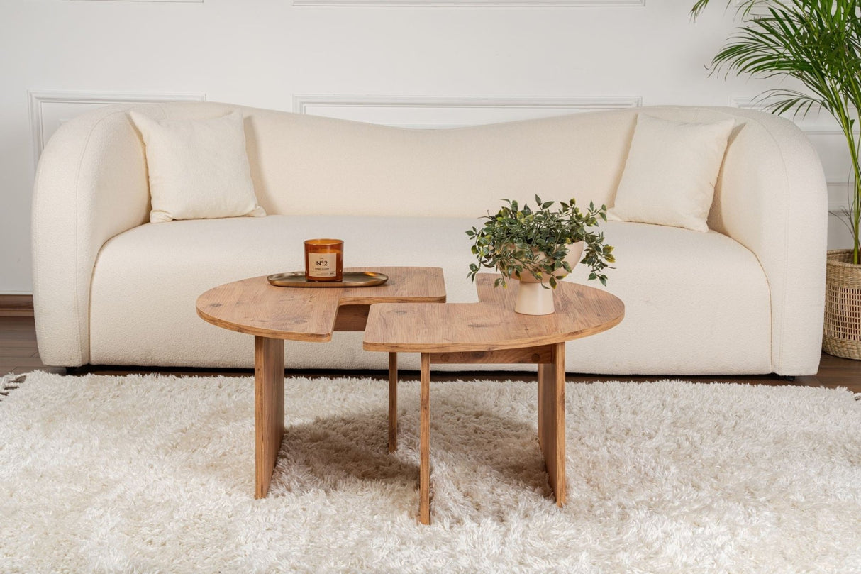 Table basse ronde Moari Mélamine Pin Atlantique 90 cm 