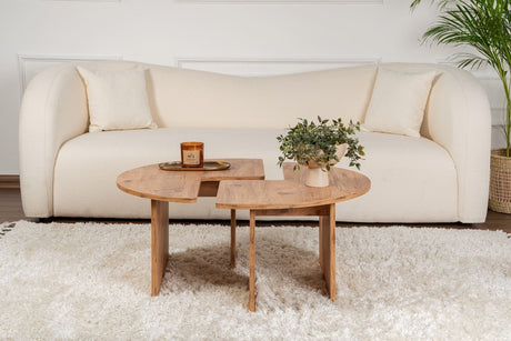 Table basse ronde Moari Mélamine Pin Atlantique 90 cm 