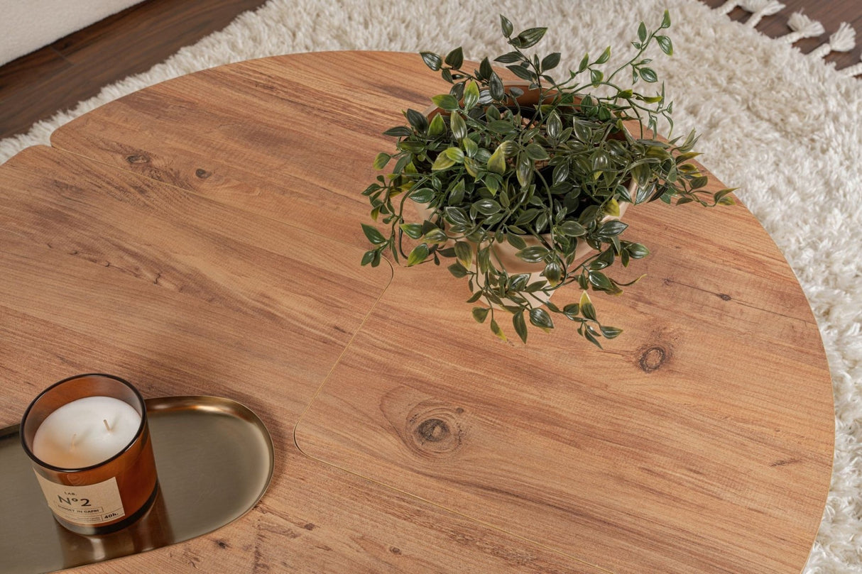 Table basse ronde Moari Mélamine Pin Atlantique 90 cm 