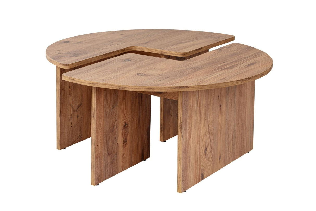 Table basse ronde Moari Mélamine Pin Atlantique 90 cm 