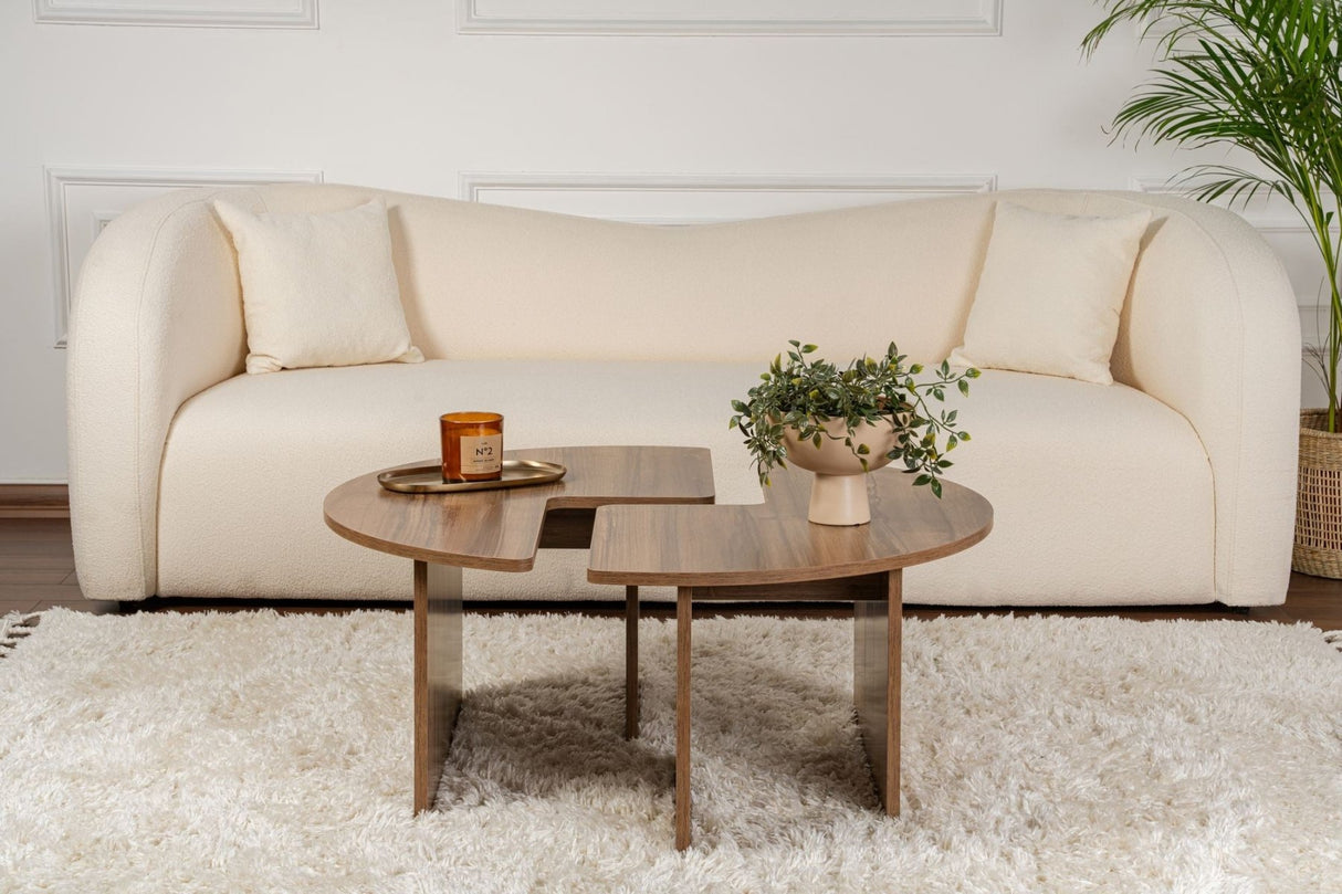 Table basse ronde Moari Noyer Mélamine 90 cm 