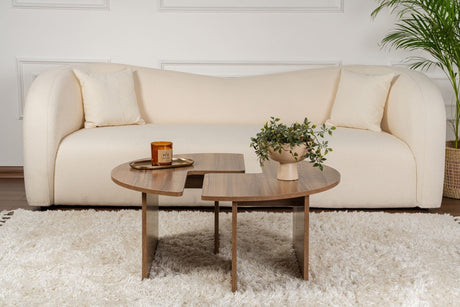 Table basse ronde Moari Noyer Mélamine 90 cm 