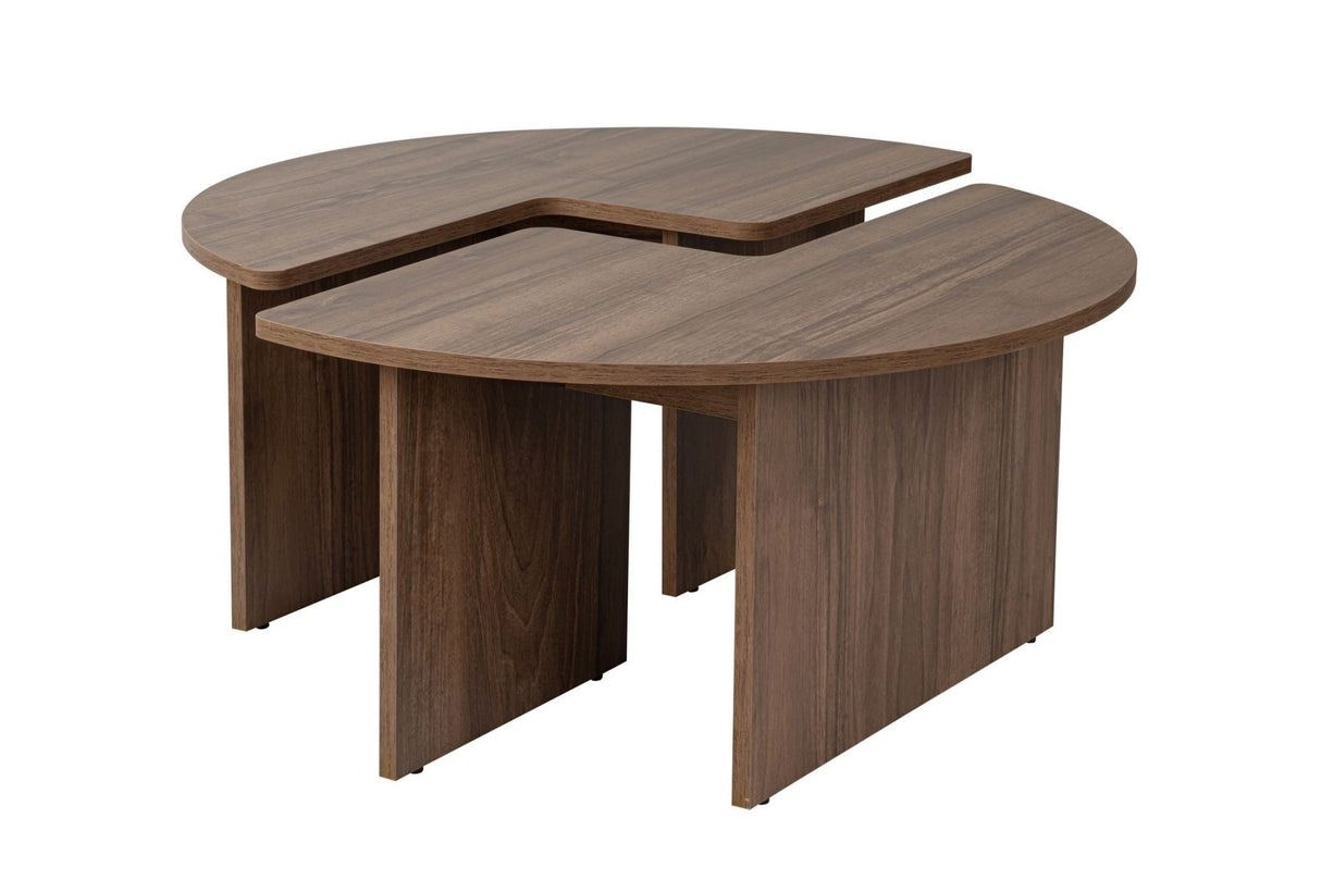 Table basse ronde Moari Noyer Mélamine 90 cm 