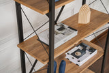 Bibliothèque industrielle Ely en bois de pin atlantique mélaminé - Cadre noir - 180x90 cm 