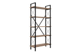 Bibliothèque industrielle Ely en bois de pin atlantique mélaminé - Cadre noir - 180x90 cm 