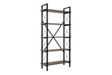 Bibliothèque Industrielle Ely Noyer Mélamine - Cadre Noir - 180x90 cm 