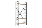 Bibliothèque industrielle Ely Travertin Mélamine - Cadre noir - 180x90 cm 