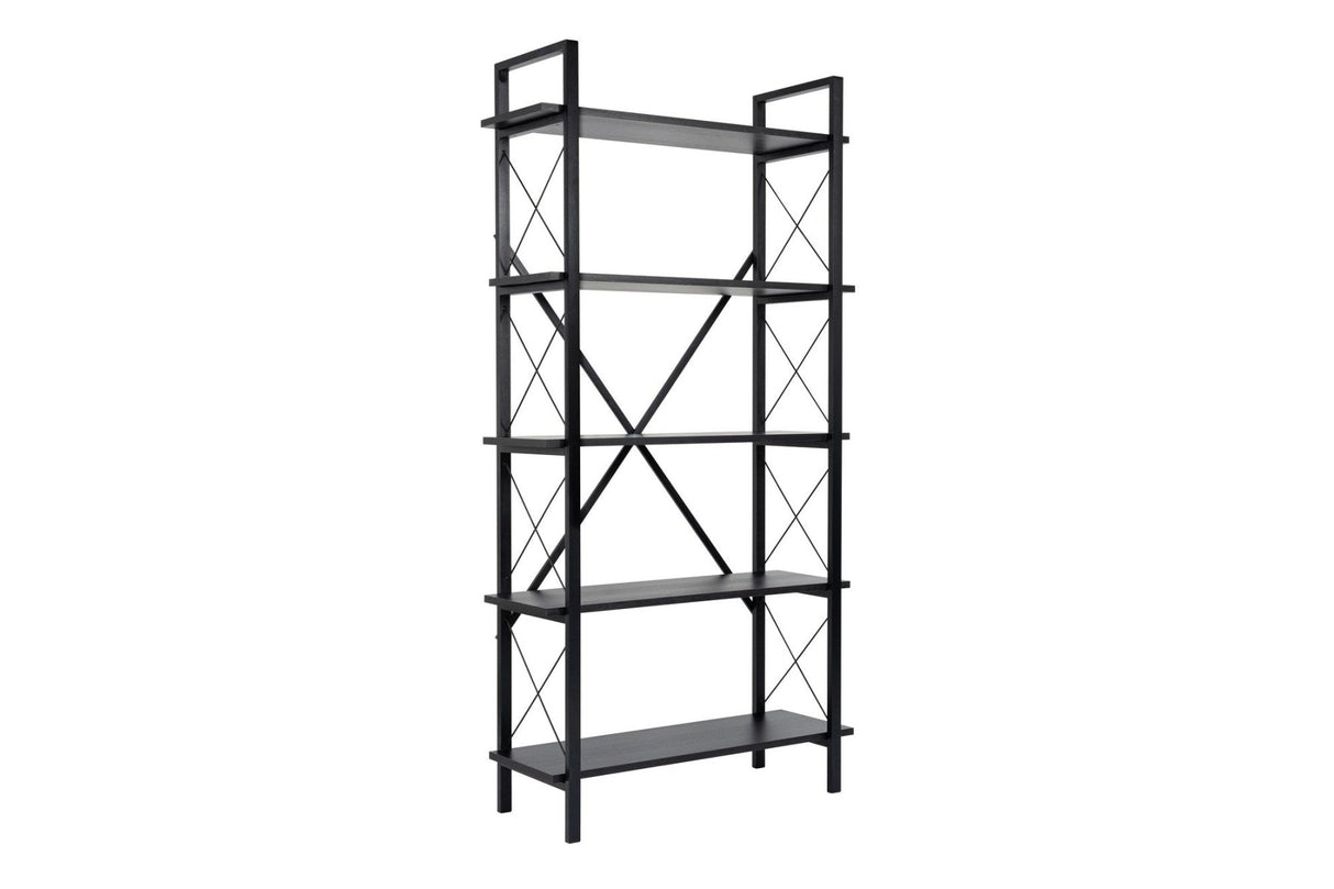 Bibliothèque industrielle Ely Bois Noir - Cadre Noir - 180x90 cm 