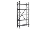 Bibliothèque industrielle Ely Bois Noir - Cadre Noir - 180x90 cm 